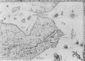 Uuden Ranskan kartta, jonka Duchesneau, intendantti, omisti Colbertille, 1681 (yksityiskohta) (katso myös 164768)